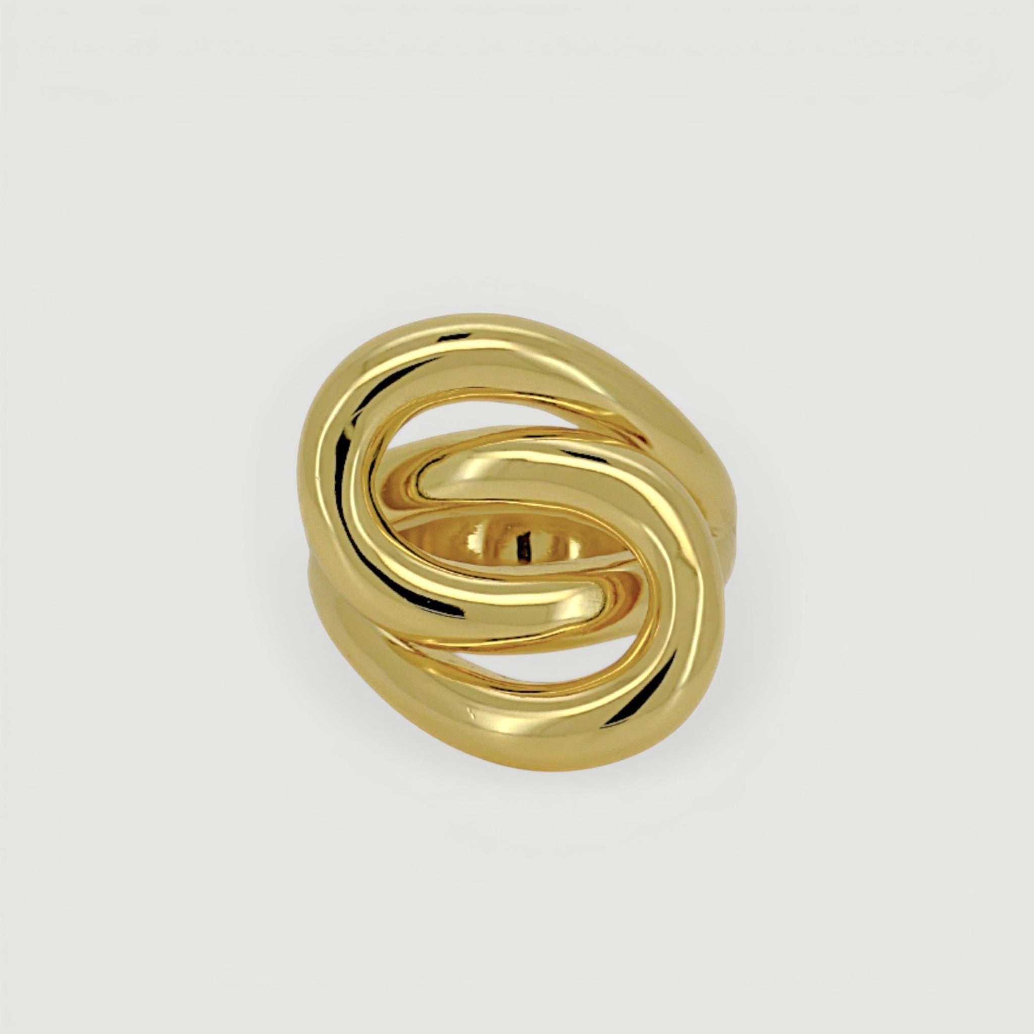 Amara Jewels gold-plated 925 sterling silver adjustable knot ring. Modern, polished gold finish.