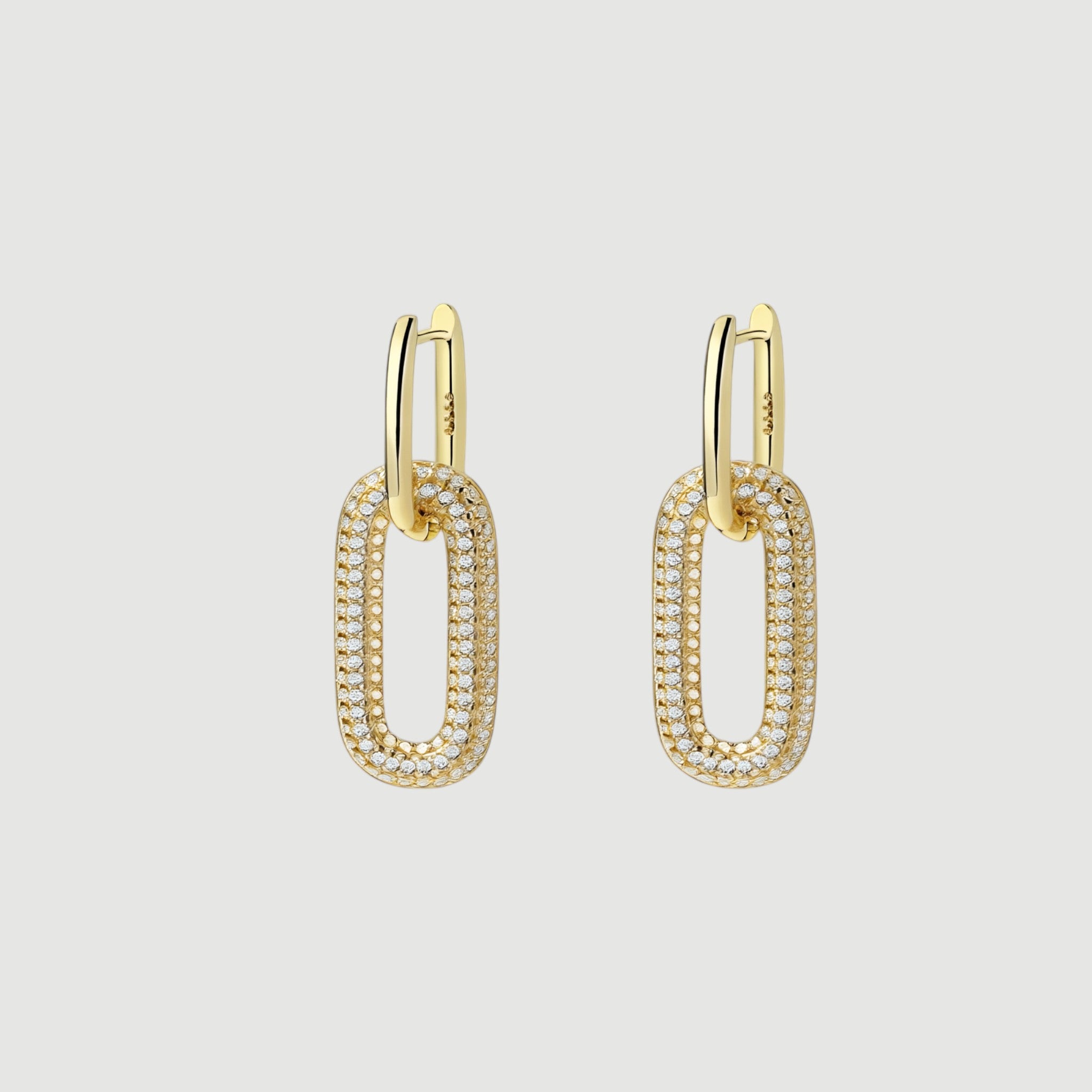 Amara Jewels gold-plated sterling silver link drop earrings with pave cubic zirconia.