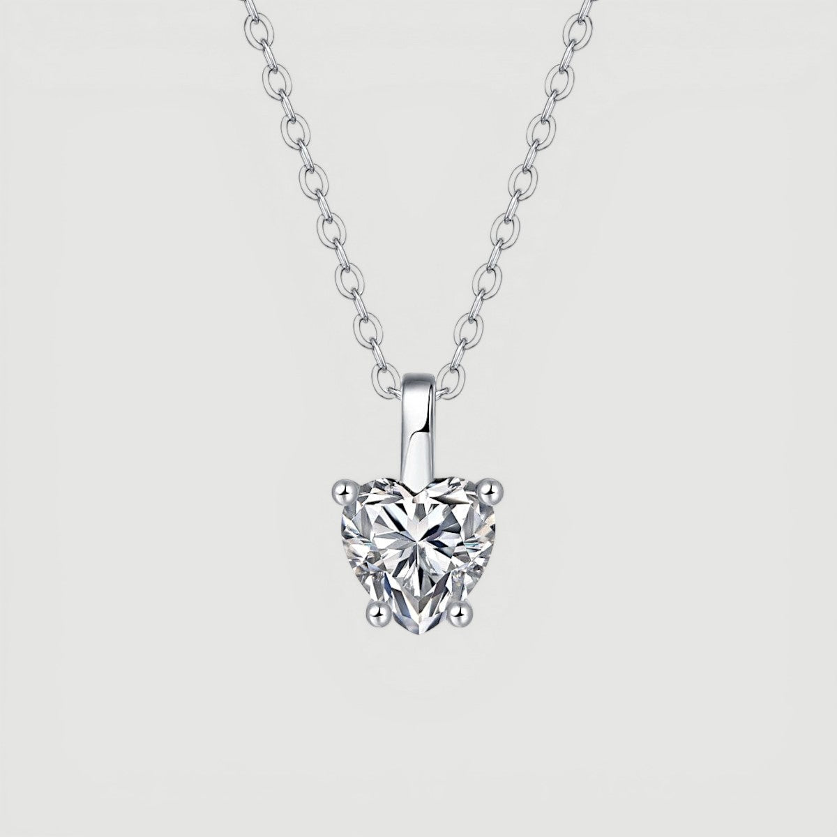 Amara Jewels Sterling Silver classic design brilliant Heart-Shaped Crystal Pendant Necklace.