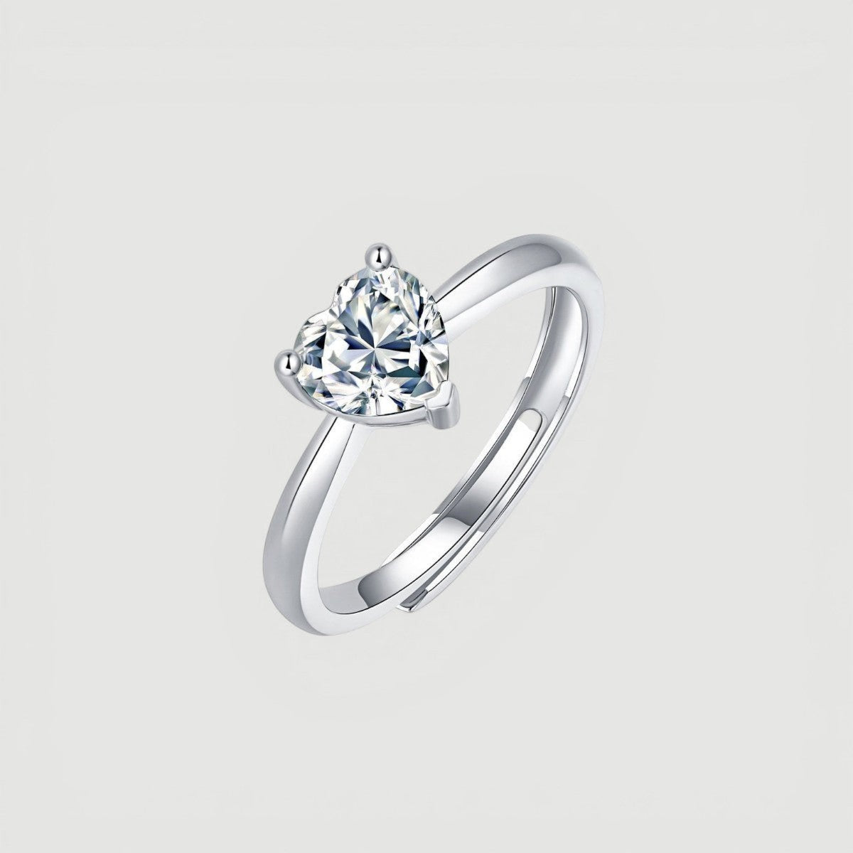 Amara Jewels sterling silver ring with a heart-shaped clear zircon solitaire.