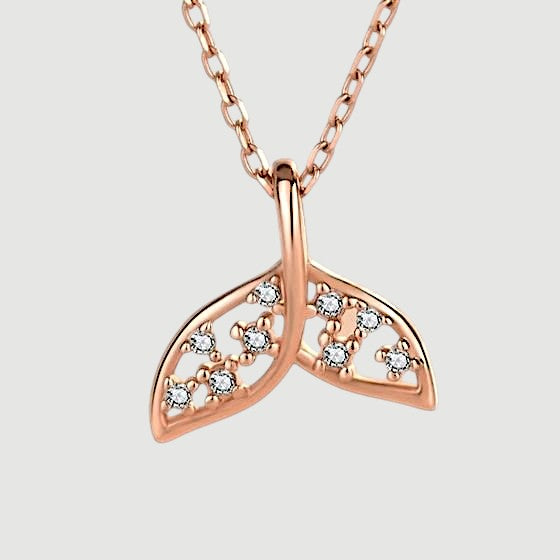 Amara Jewels rose gold plated sterling silver fishtail necklace with cubic zirconia stones.