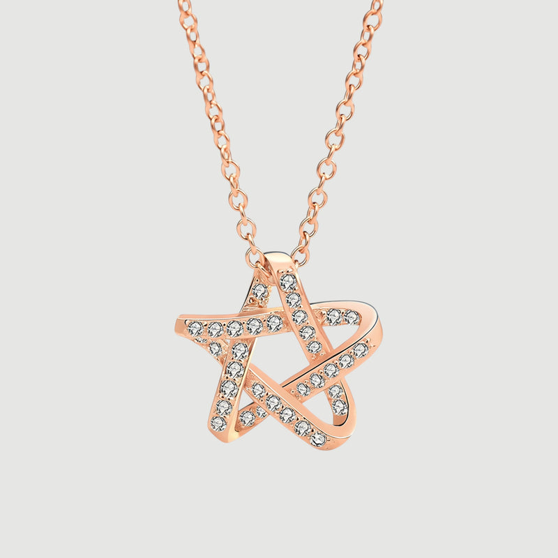 Amara Jewels rose gold plated 925 sterling silver necklace with a crystal-embellished star pendant.
