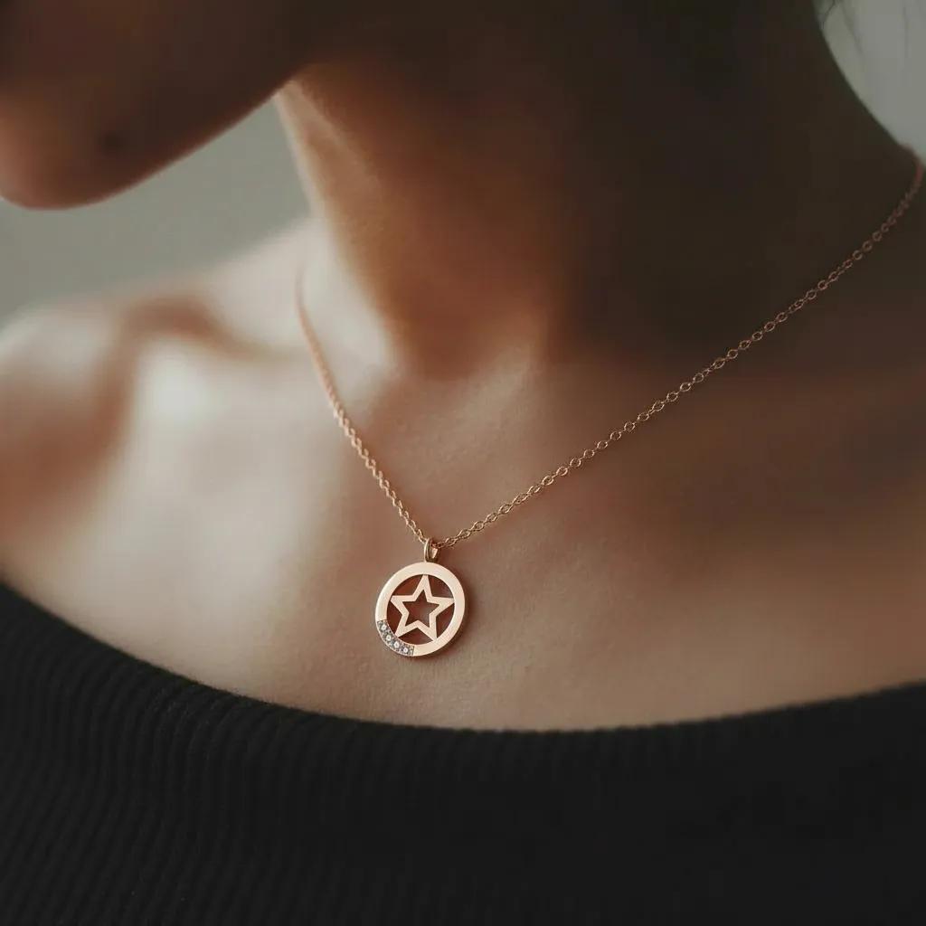 Amara Jewels rose gold plated sterling silver necklace with a star pendant and cubic zirconia accents.