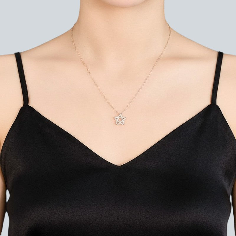 Amara Jewels rose gold plated 925 sterling silver necklace with a crystal-embellished star pendant.