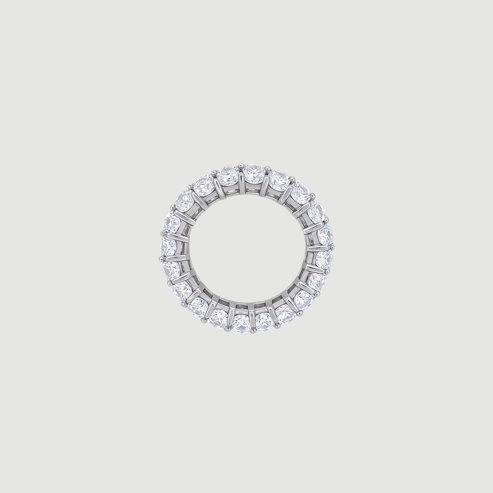 Amara Jewels sterling silver baguette eternity ring with clear stones, sleek band.