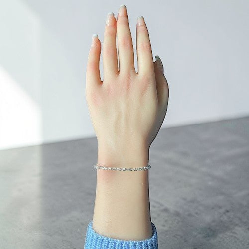 Beaded twist bracelet in sterling silver for women 3