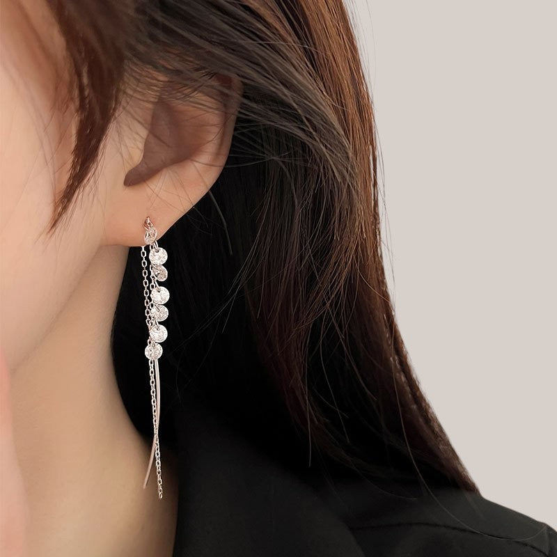 Amara Jewels sterling silver threader drop earrings with cascading crystals for a modern, elegant look.