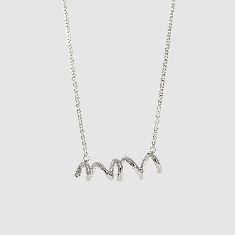 Amara Jewels sterling silver spiral twist necklace with polished finish and contemporary coiled design.