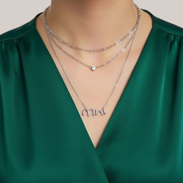 Amara Jewels silver spiral twist necklace with polished finish and contemporary coiled design.