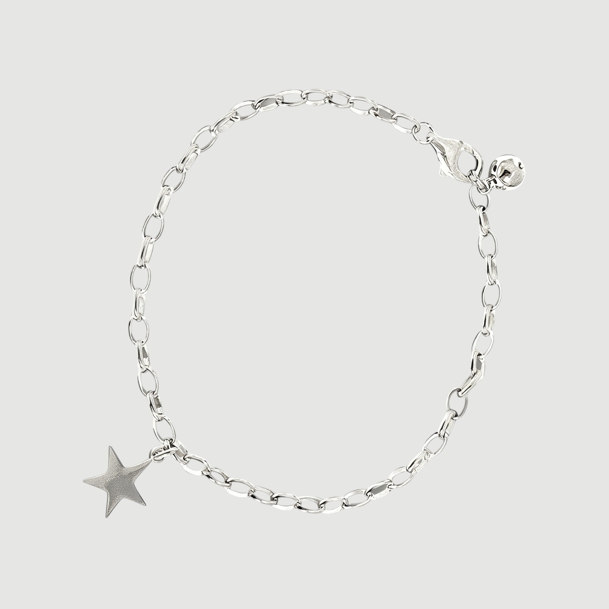 Amara Jewels sterling silver chain bracelet with a dangling star charm and adjustable clasp.