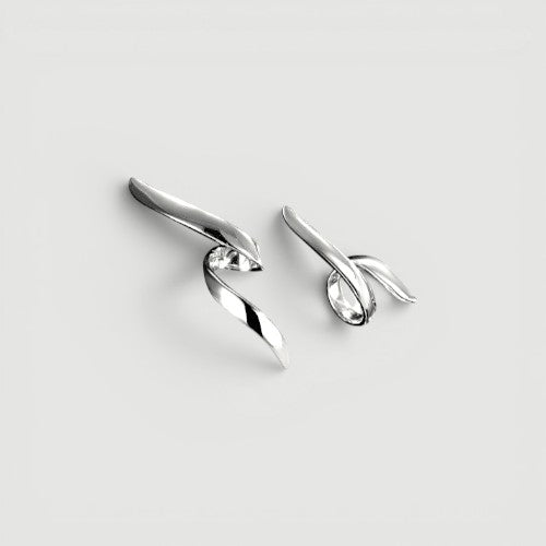 Amara Jewels silver-plated sterling silver twist pattern earrings with a modern, sculptural design.