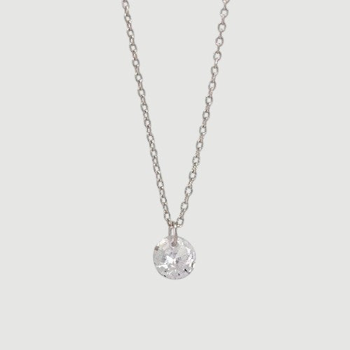 Amara Jewels 925 sterling silver chain and clear crystal solitaire pendant.