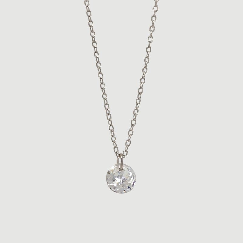 Amara Jewels 925 sterling silver chain and clear crystal solitaire pendant.
