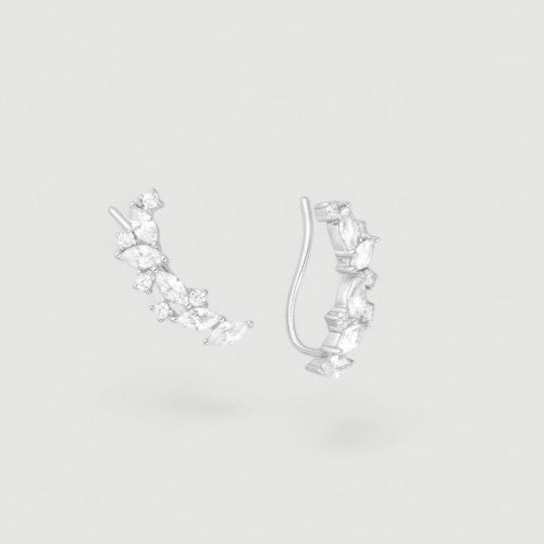Amara Jewels sterling silver climber earrings with marquise and round cubic zirconia stones.