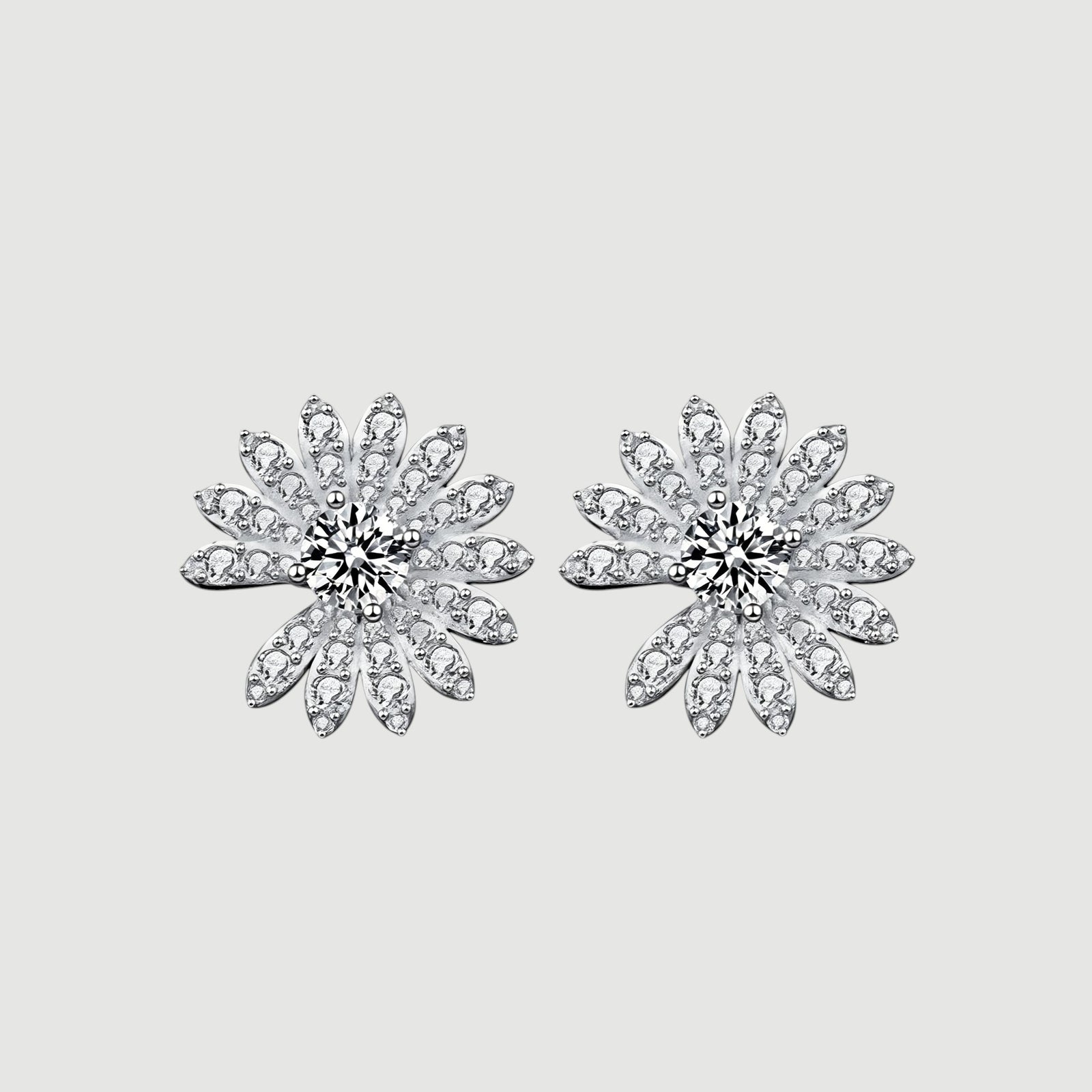Amara Jewels Kiara Sterling Silver Dazzling Flower Stud Earrings with crystals