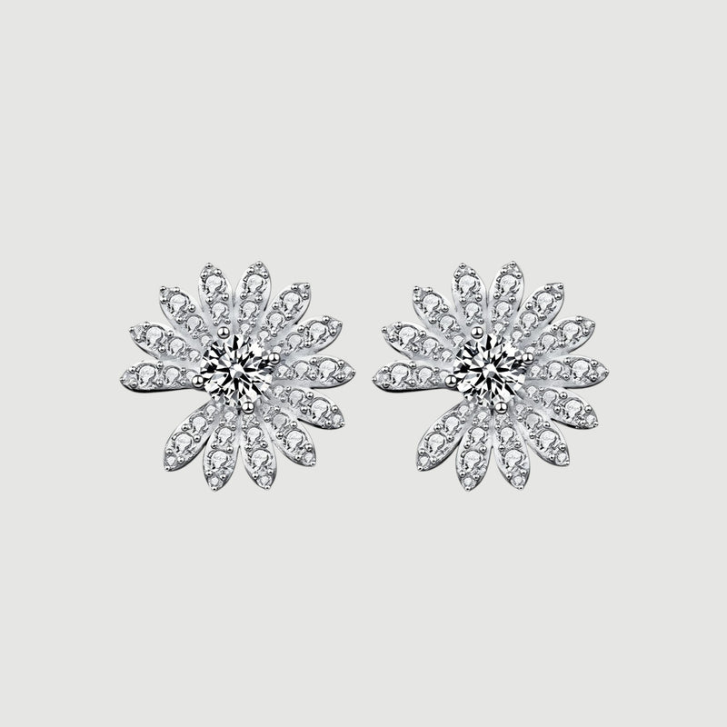 Amara Jewels Kiara Sterling Silver Dazzling Flower Stud Earrings with crystals
