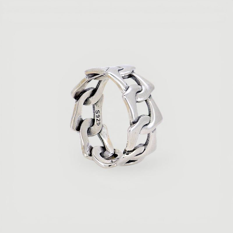 Amara Jewels vintage hollow irregular chain open ring, silver-tone metal, adjustable for comfortable daily wear.