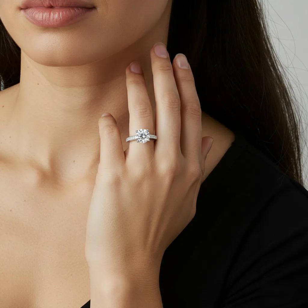 Solitaire Pave Ring